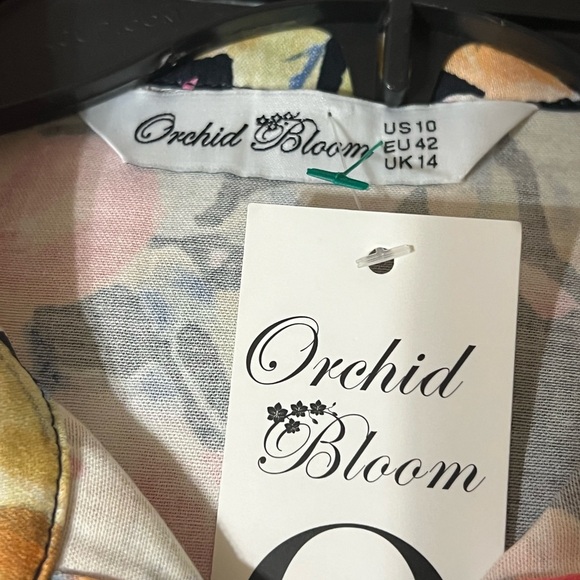 Pink and Orange A-Line Midi Dress with Notched Collar - Picture 4 of 5